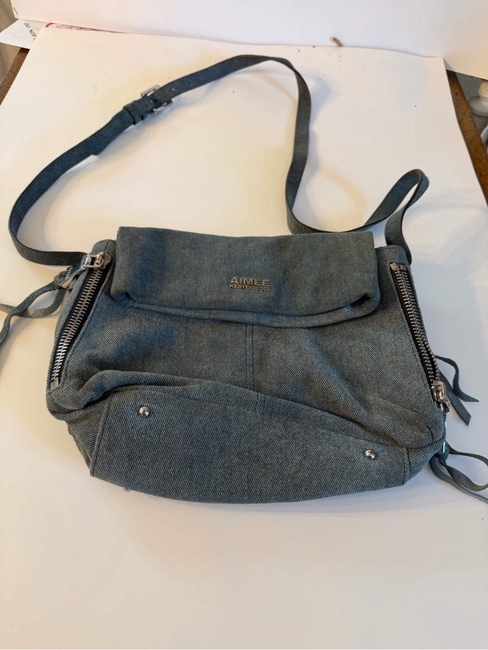 Aimee Kestenberg Slate Gray Canvas Crossbody Bag